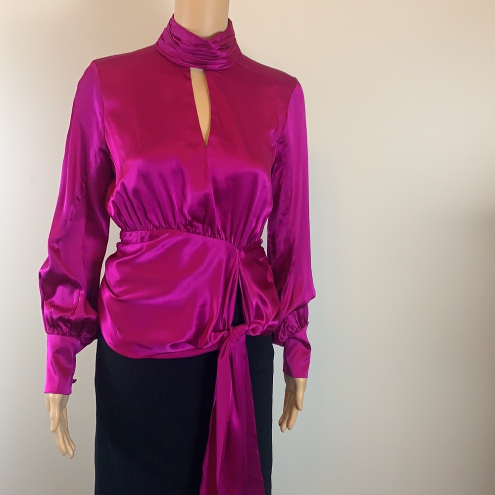 Cinq a Sept Jacqueline fuchsia silk blouse XS NWT - Picture 3 of 7